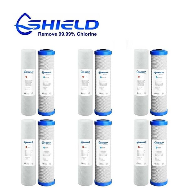 6 x Sediment Water Filters + 0.5 Micron Activated Carbon Block Filter Cartridges