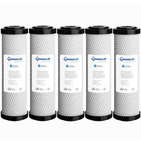 0.5 Micron Coconut Carbon Block Water Filter Replacement Cartridges 10" x 2.5"