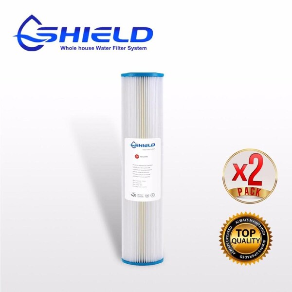 2 x 5 Micron Pleated Sediment Filter Washable 20" x 4.5" Big Blue Cartridges