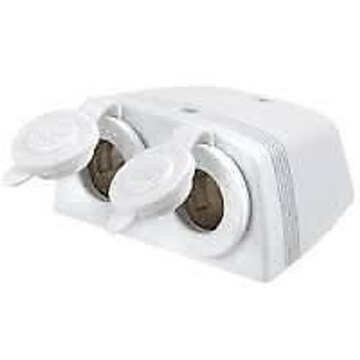 NARVA 81160WBL DUAL AUXILIARY CIGARETTE SOCKET WITH SURFACE MOUNT IN  WHITE+NEW
