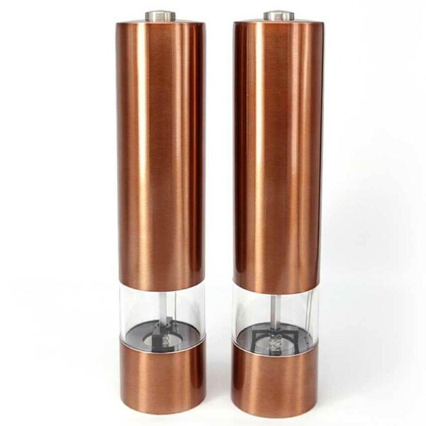 Spice Tree Electric Salt & Pepper Mill Set with Adjustable Grind - Copper Finish