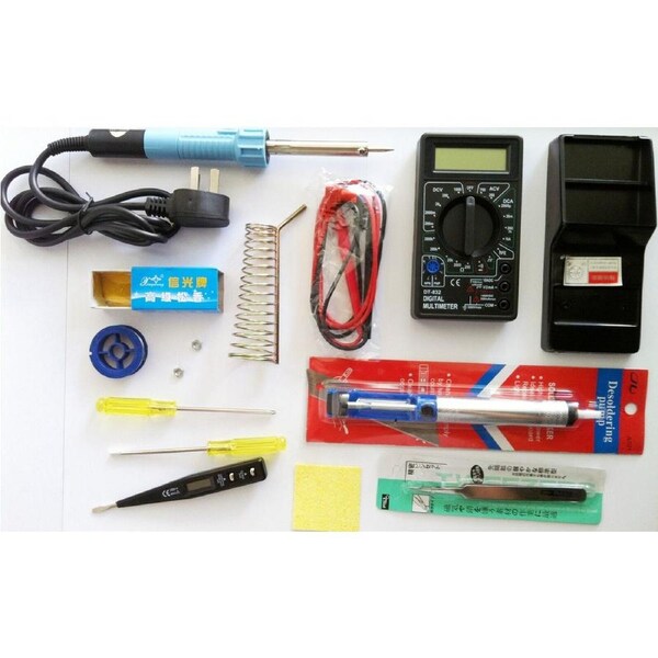 NEW ELECTRONICS TECH KIT SOLDERING IRON 40W DIGITAL MULTIMETER TESTER & MORE