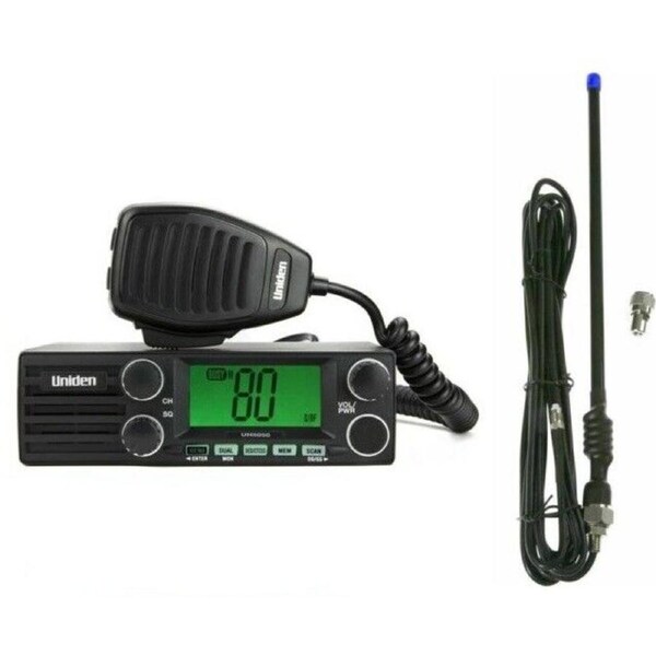 UNIDEN UH5050 H/DUTY 12V & 24V 5W UHF RADIO + AXIS CH300 FLEXI BLACK ANTENNA