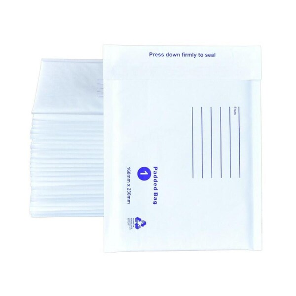 100 Pack Bubble Padded Bag Envelope 01 160 x 230mm White Cushioned Mailer