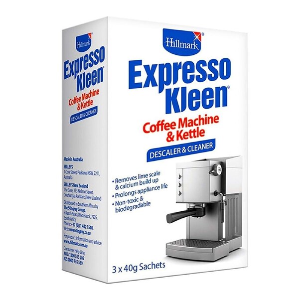 Hillmark 40g (3 Satchel) Expresso Kleen Coffee Machine Kettle Appliance Descaler