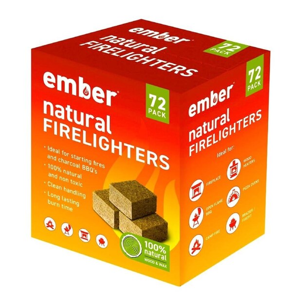 Ember Firelighters Starter Cube 72 Pc Low Odour Wood Fire Kindling BBQ Lighter