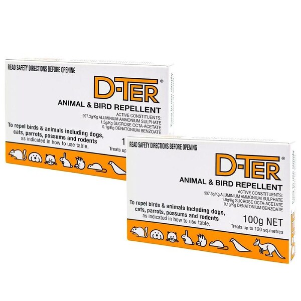 2x D-Ter Animal Bird Repellent 100g Possum Deterrent Rabbit Dog Cat Animal Spray