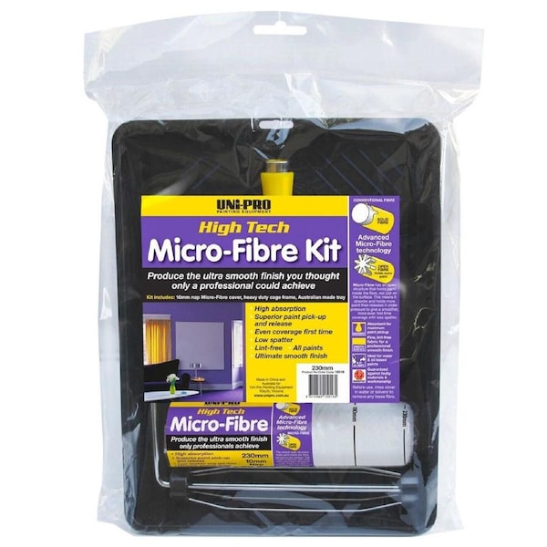 Paint Roller Kit Uni-Pro Micro-Fibre 230mm Cover & Tray Heavy Duty Set PRO