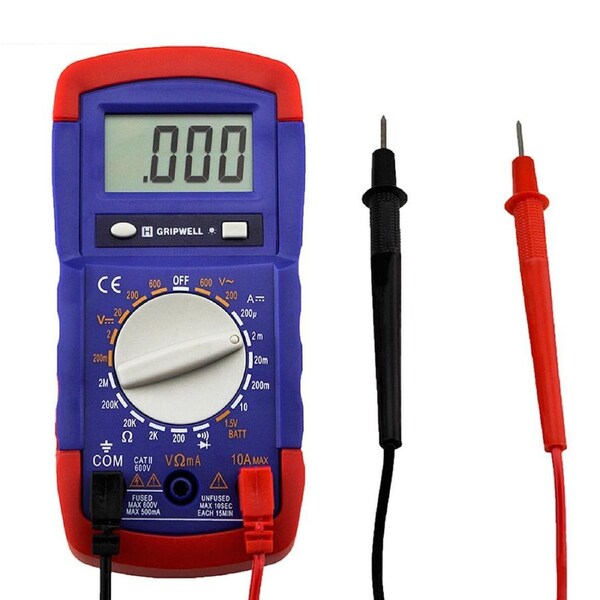 Digital Multimeter LCD Electrical Gripwell® Voltmeter Ohm Multi tester AC & DC