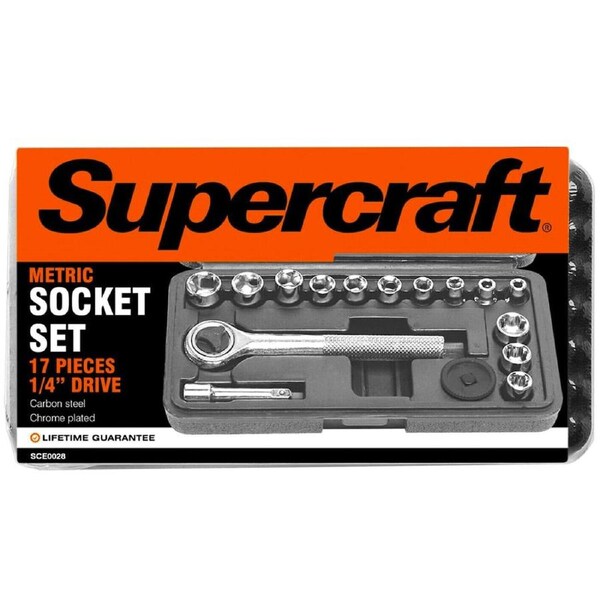 Genuine Supercraft® 17pc 1/4" Drive Metric/Imperial Socket Set in Storage Case