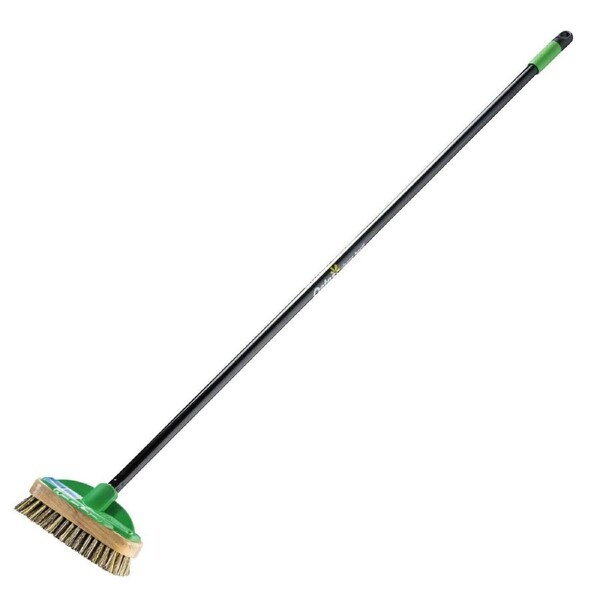 Oates Long Handle Deck Scrub Broom Brush Short Stiff Durable Synthetic Bristles