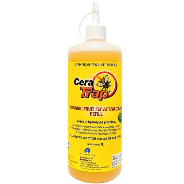 Fruit Fly Trap Refill 1L Cera Trap® Organic Fruitfly Catcher Attractant Liquid