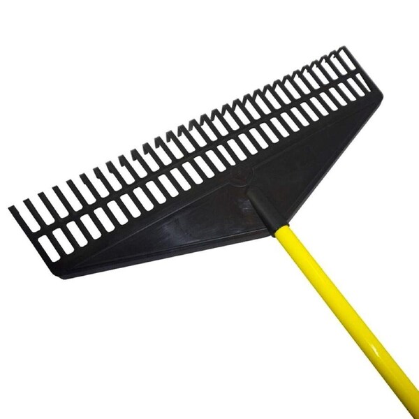 Garden Rake Leaf Grass 60cm Wide 24 Teeth Steel Handle Soil Spreader Pickup Med