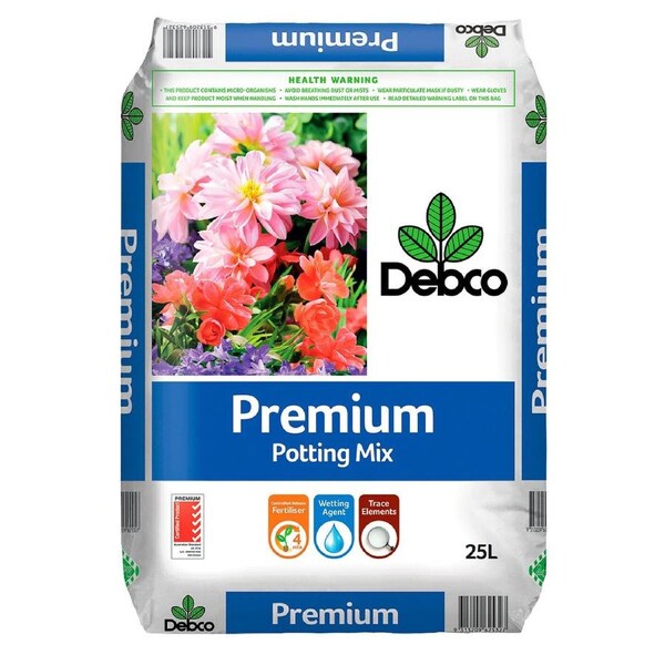 Debco 25L Premium Potting Mix Fertiliser Tub Garden Plants Fruit Flower Soil PRO