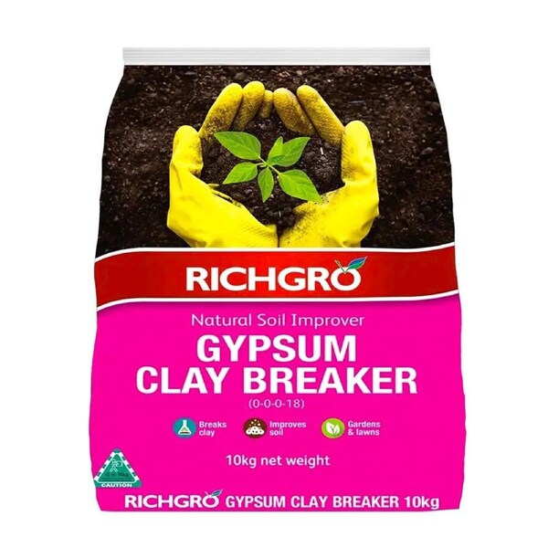 Gypsum Clay Breaker Richgro 10kg Garden Soil Improver Calcium Conditioner