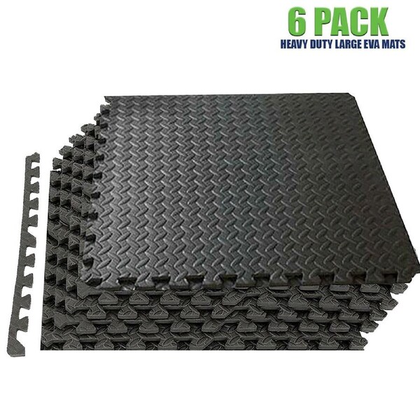 6PC Floor Mat Tiles EVA H/Duty Rubber Foam Interlocking Fatigue Shock Absorb Gym