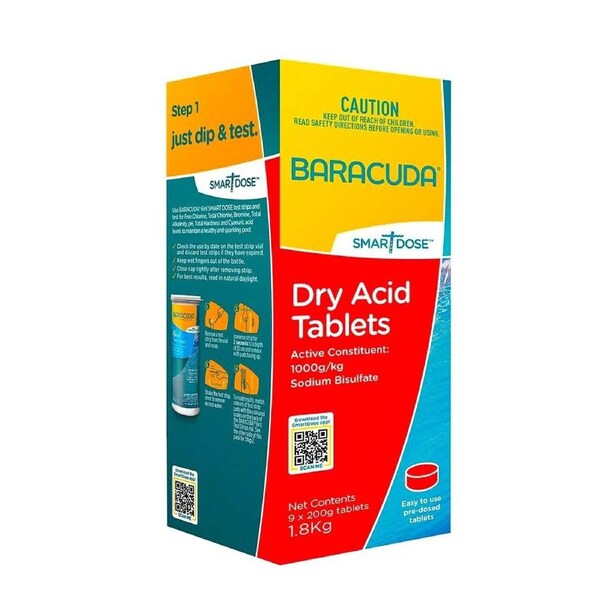 Pool Acid PRO Tablets 1.8kg Baracuda Easy to Use Safer Lower PH Water Swimming