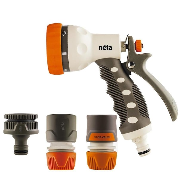 Garden Hose Nozzle Adjustable Trigger Gun 4PC Kit Neta Water Car Sprayer Flower