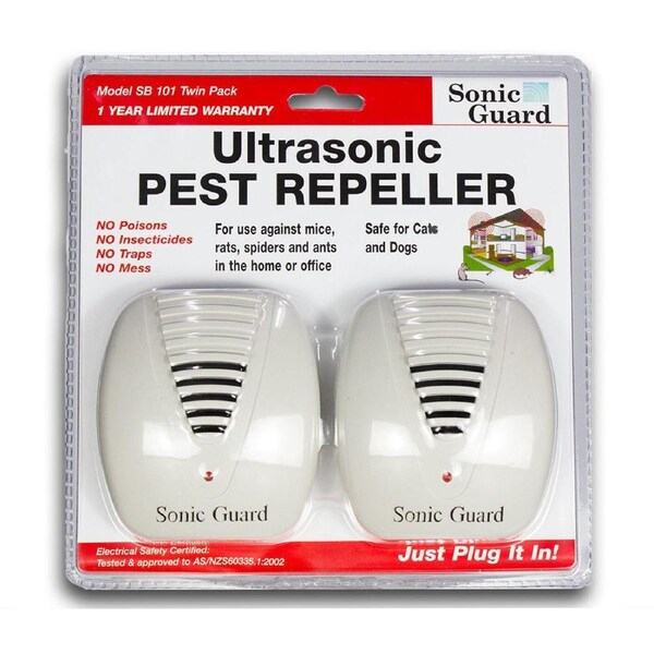 Sonic Pest Repeller Ultrasonic Twin Pack Mice Rat Ant Spider Vermin Control 240v