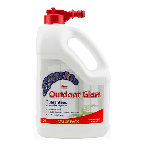 2x Glass Cleaner 2L Hose On Window Clean Sparkle Outdoor Click Spray 2Ltr2524684