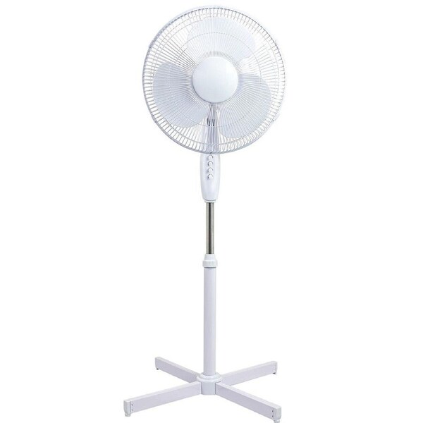 Pedestal Fan 40cm 16" White 3 Speed Adjust Height Oscillation & Tilt Floor