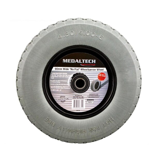 Wheelbarrow Wheel 16" x4" 90mm Wide Puncture Proof Trailer Tyre 25mm Bore Med