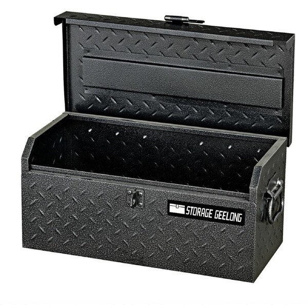 Toolbox Geelong® Trade Tool Box Chest 48cm Black Grey Steel Lockable Ute Storage