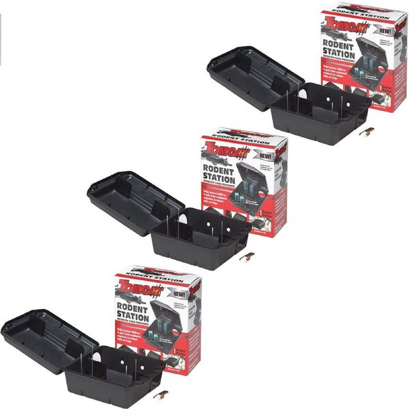 3x Tomcat Rat Bait Station Genuine Quality Lockable Tamper Weather Proof Trap