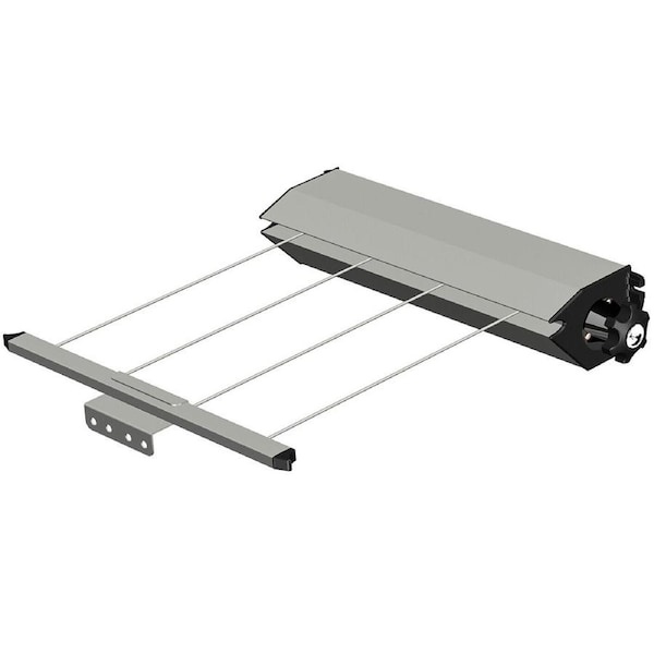 Retracting Clothesline 4 Line Slim Retractable Pull Out Clothes line Grey