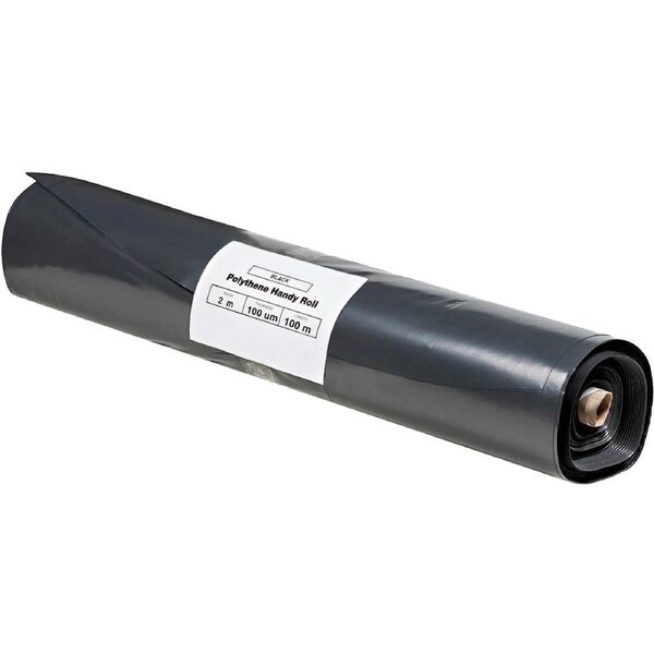 Black Polythene Plastic Roll 2M x 100um x 100M Garden Landscaping Builders Film