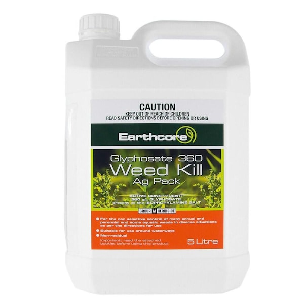 Glyphosate Weed Kill 360gL 5L Glypho PRO Herbicide Killer Spray Eqv/ Roundup LTR