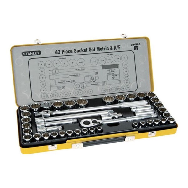 Stanley® PRO 43PC Piece Socket Set Metric & Imperial 1/2'' Drive Quick Release