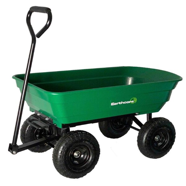Garden Cart PRO Tip H/Duty 250kg Tuff Poly Tray Lawn Towing Trolley Wagon Pull