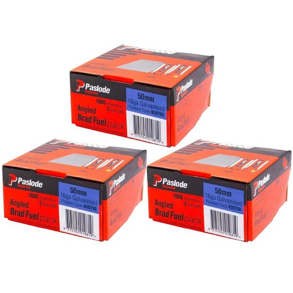 Paslode Genuine Impulse Trimmaster 50mm 2000 16 Gauge Angled Nails & 2x Gas