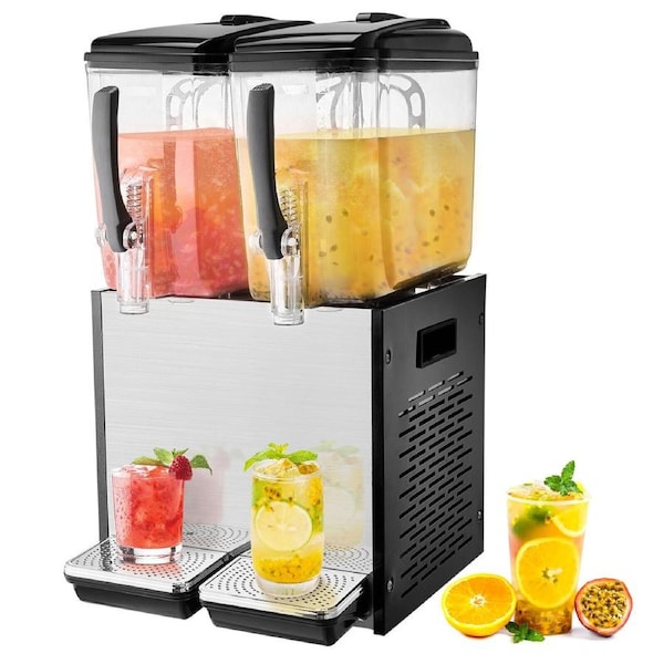 Dual Tank 12L Commercial Beverage Dispenser for Cold Drinks and Juices