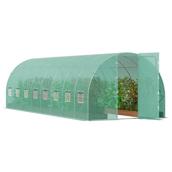Spacious Walk-In Tunnel Greenhouse with Heavy-Duty Frame and PE Cover