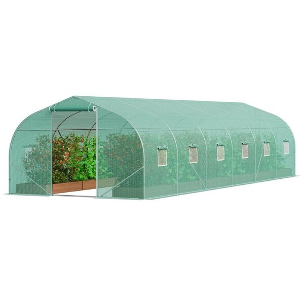 Spacious Walk-In Tunnel Greenhouse with PE Cover and Galvanized Frame, 9x3x2m