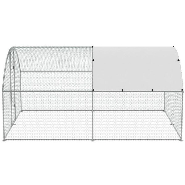 3x4x2m Metal Chicken Coop with Waterproof Cover and Secure Lock
