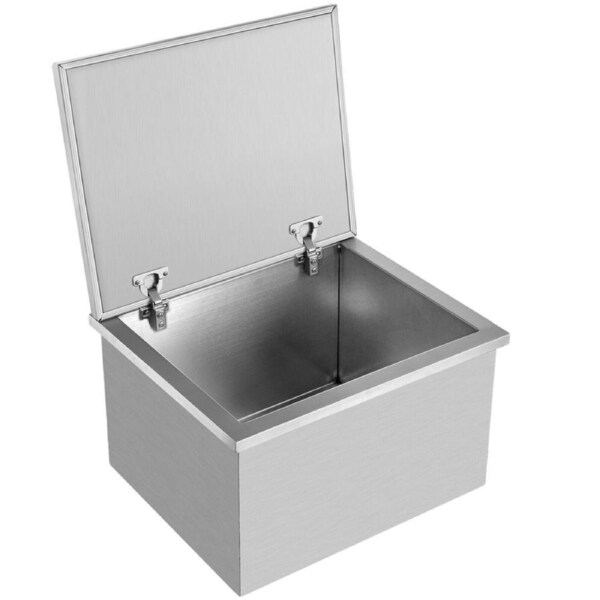 Large Stainless Steel Drop-In Ice Bin Cooler with Lid and Drain, 50x40 cm