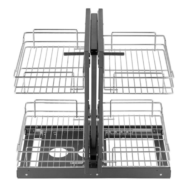 2-Tier Chrome Kitchen Pull Out Organizer Basket for Corner Cabinets