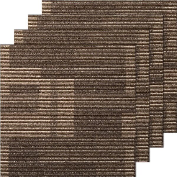 Mixed Brown Modular Carpet Tiles - 24pcs, 20"x20" with Padding Attached