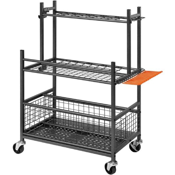 Mobile Garden Tool Storage Rack with Wheels - 16 Slot Garage Organizer