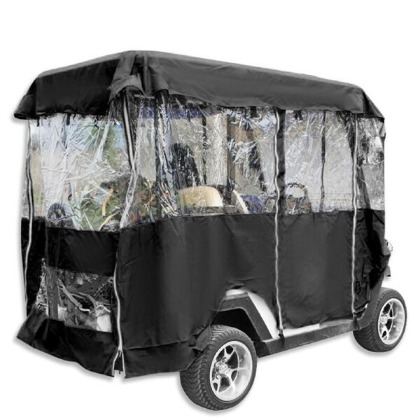 Waterproof 4-Passenger Golf Cart Enclosure with Roll-Up Doors and PVC Windows