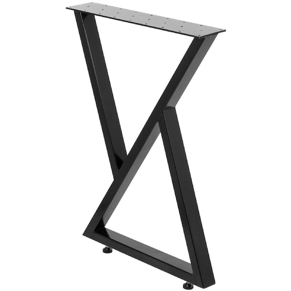 Z-Shape Black Metal Table Legs - Industrial Style, Heavy Duty, Easy Assembly