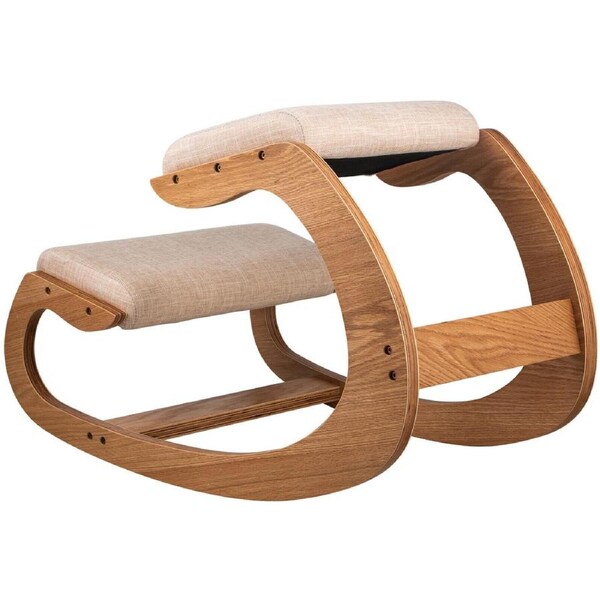 Ergonomic Wooden Kneeling Chair with Rocking Design for Posture Correction