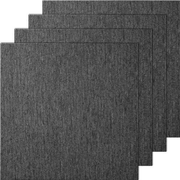 Modular Dark Gray Carpet Tiles - 20"x20", 20pcs With Padding for Home/Office