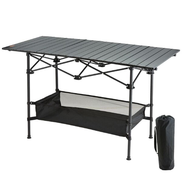 Portable Aluminum Folding Camping Table with Storage Bag - 220 lb Capacity
