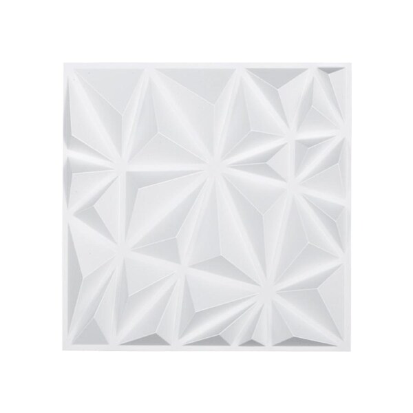 3D Diamond Matte White Wall Panels - 33-Pack, Easy Install, Durable PVC