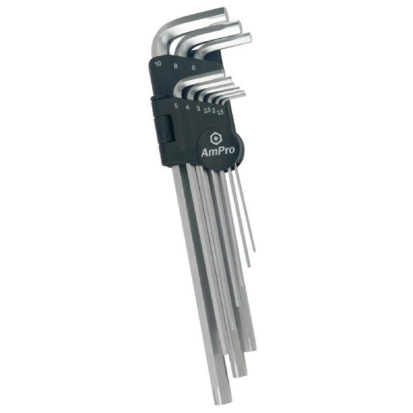 Ampro Metric Stripped Rounded Extra Long Hex Wrench Set 9 Piece T23120
