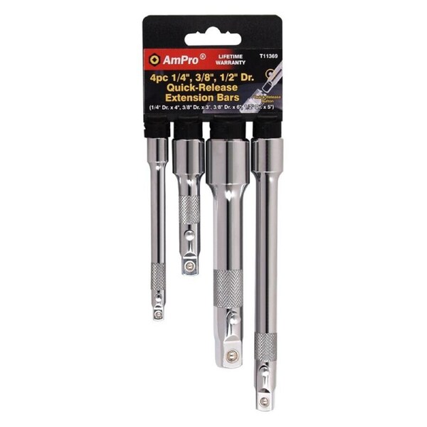 Ampro 1/4" 3/8" 1/2" Drive Extension Set 4 Piece T11369